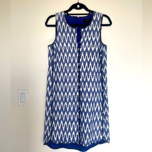 J. Crew Blue and White Ikaria Print Dress